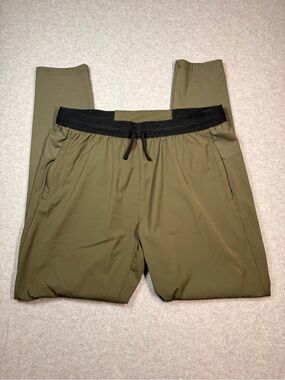 Zara Olive Green Running Tights with Black Waistband